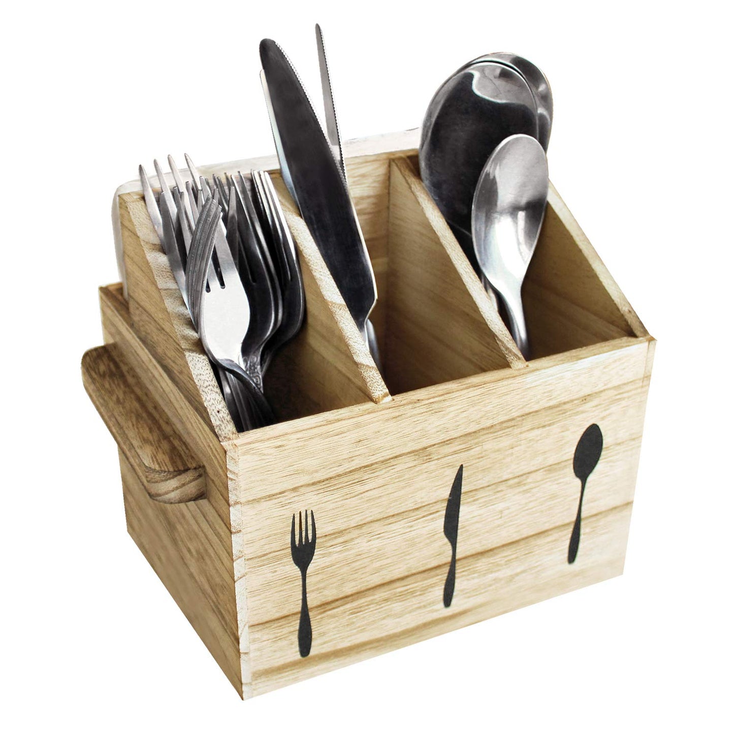 Rustic Elegant Wooden Flatware Organizer Caddy, Oa... (Oak | Wood)