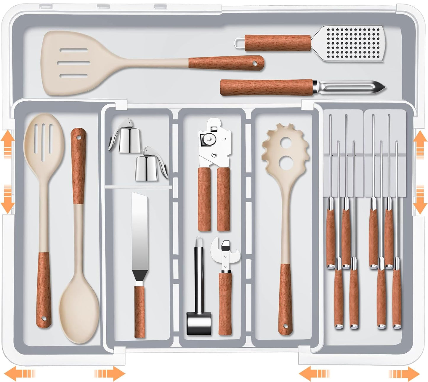 Large Utensil Organizer for Kitchen Drawer, Expand... (Grey | Polypropylene)