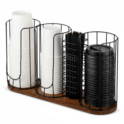 18oz Coffee Cup & Lid Dispenser with Base(4-compartment Single, Color 1)