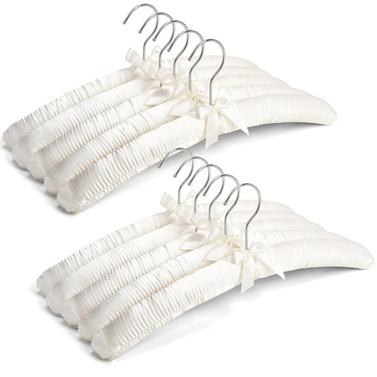 10 Pack Large Ivory Satin Padded Hangers for Women... (10 Count | Ivory)