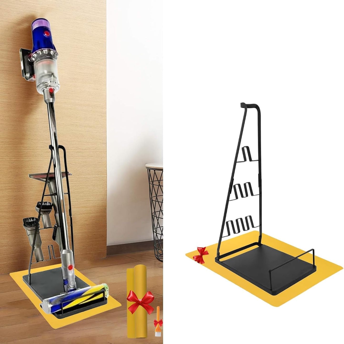Vacuum Stand No-Drill Storage for Most Stick Vacuum Home Cleaning | metal storage frame, tool holder use, and broad stick-vac fit for clearer buying for daily cleaning,Wallless hole drilling