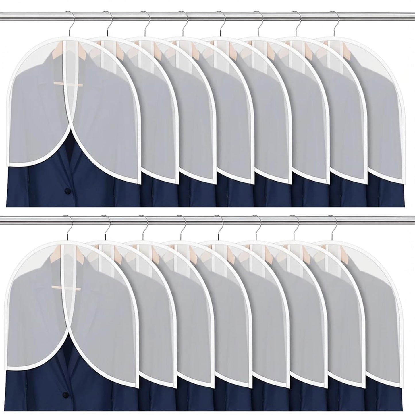 25 Pcs Shoulder Covers for Hanging Clothes, 24 x 17 Inch Plastic Garment Cover Clear Dust Clothes Hanger Covers for Coats, Dress, Suit, Sweater, Jackets