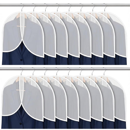 25 Pcs Shoulder Covers for Hanging Clothes, 24 x 17 Inch Plastic Garment Cover Clear Dust Clothes Hanger Covers for Coats, Dress, Suit, Sweater, Jackets