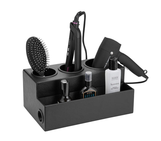 Hair Dryer Holder Hair Tool and Styling Organizer, Bathroom Countertop Blow Dryer Organizer, Vanity Storage Stand for Accessories, Makeup, Toiletries (Black) – MK154C