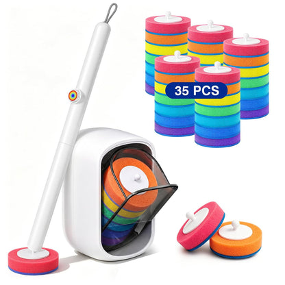 Disposable Toilet Brush, Toilet Cleaning Brush 7 Color-Coded Set – Strong Scrubbing Power, Hygienic Clipper Design No Fall Off, Each Handle with 35 Refill Heads, Clean Bathroom, Tub, Floor