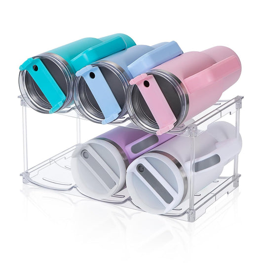 spospo Stackable Water Bottle Organizer for Stanley 40 oz Tumbler | Water Bottle Holder for Cabinet, Pantry Kitchen Organizers and Storage for Stanley Cup Accessories, Tumbler Organizer, 2 Pack