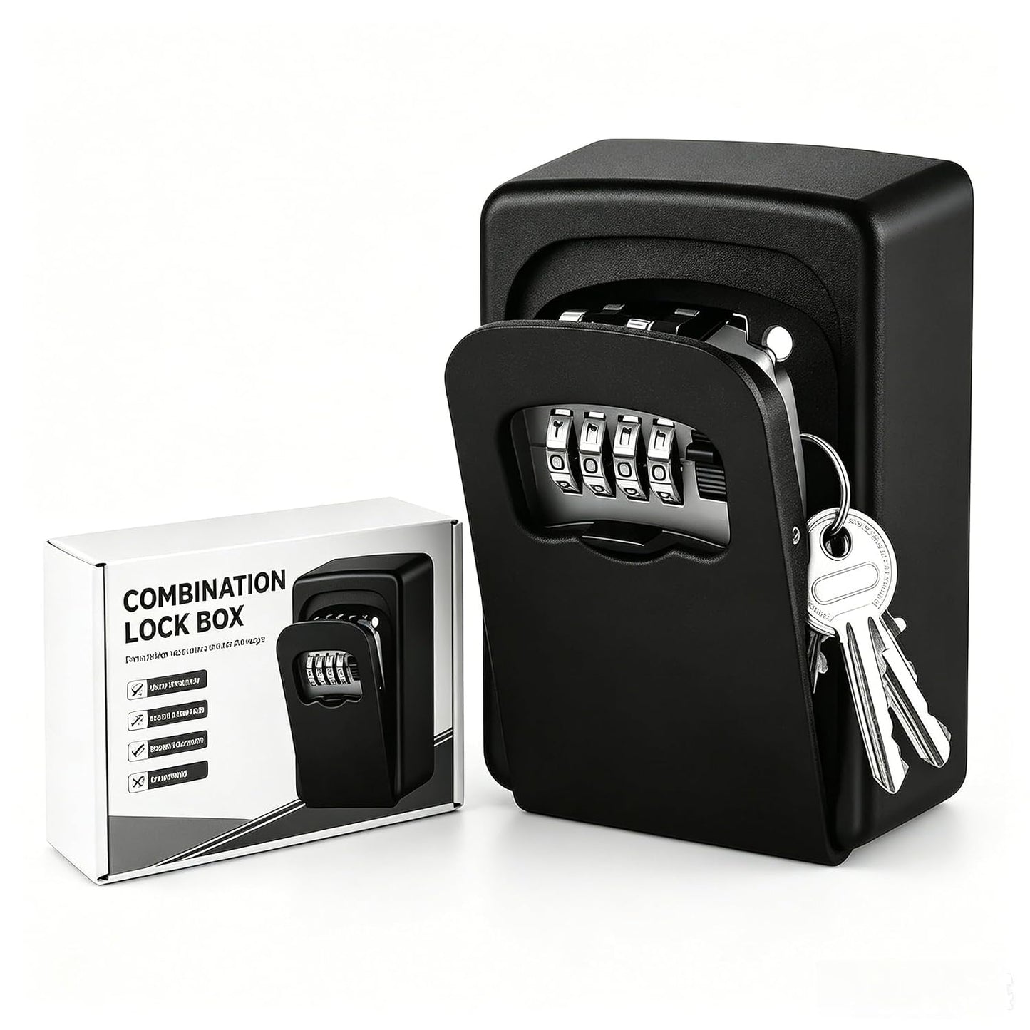 Key Lock Box for Outside - Sturdy and Durable Lock Box for House Key,5 Key Capacity Lockbox for Keys Outdoor,Waterproof Emergency Spare Key Lockbox with Resettable Code for Home,Garage,Airbnb