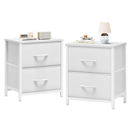 Nightstand Set of 2 with 2 Storage Drawers, 20" He... (White | Metal)