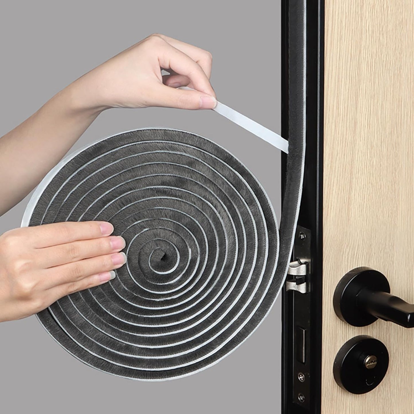 33 Feet Brush Weather Stripping,Door Brush Seal Strip,Door Soundproofing Strip,Window Noise Blocker,Self Adhesive Draft Blocker,Dust Stopper Winter,Grey,0.6in Brush x 0.35in Backing