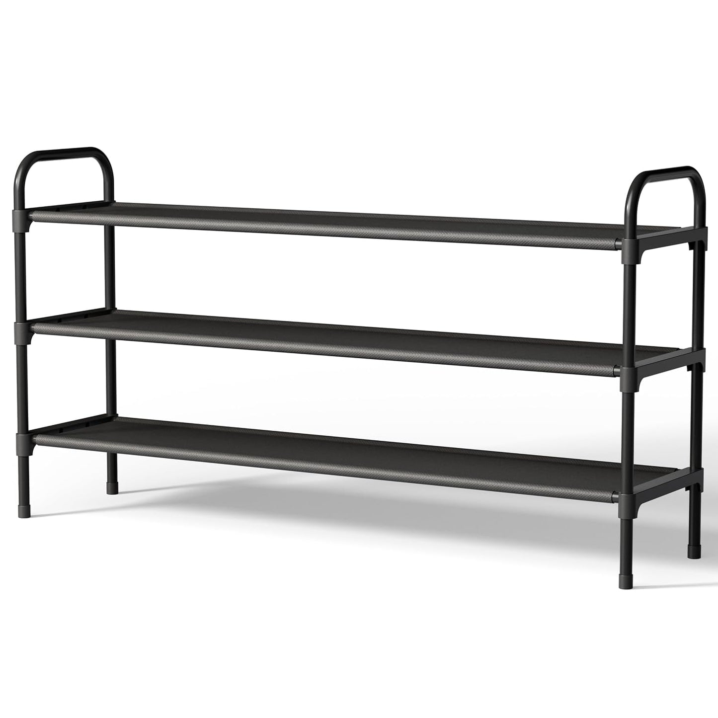 Kitsure Extra-Long Shoe Rack for Closet, 39.0" Wide - 3 Tier, Black | Shoe Organizer for Front Door Entrance, Stackable Shoe Shelf, Closet Organizers and Storage