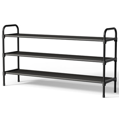 Kitsure Extra-Long Shoe Rack for Closet, 39.0" Wide - 3 Tier, Black | Shoe Organizer for Front Door Entrance, Stackable Shoe Shelf, Closet Organizers and Storage