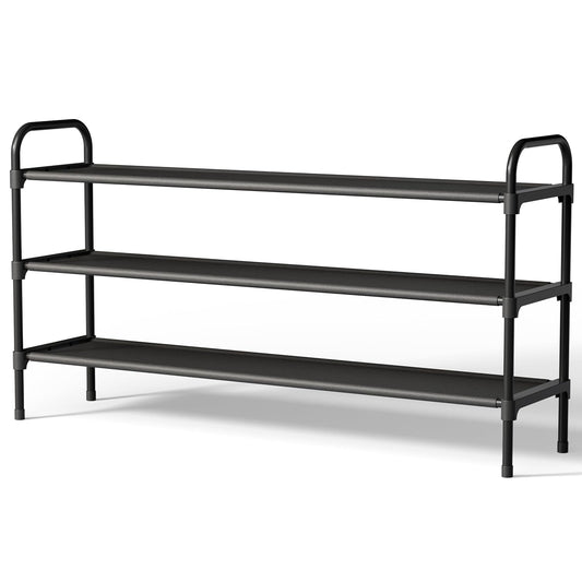 Kitsure Extra-Long Shoe Rack for Closet, 39.0" Wide - 3 Tier, Black | Shoe Organizer for Front Door Entrance, Stackable Shoe Shelf, Closet Organizers and Storage