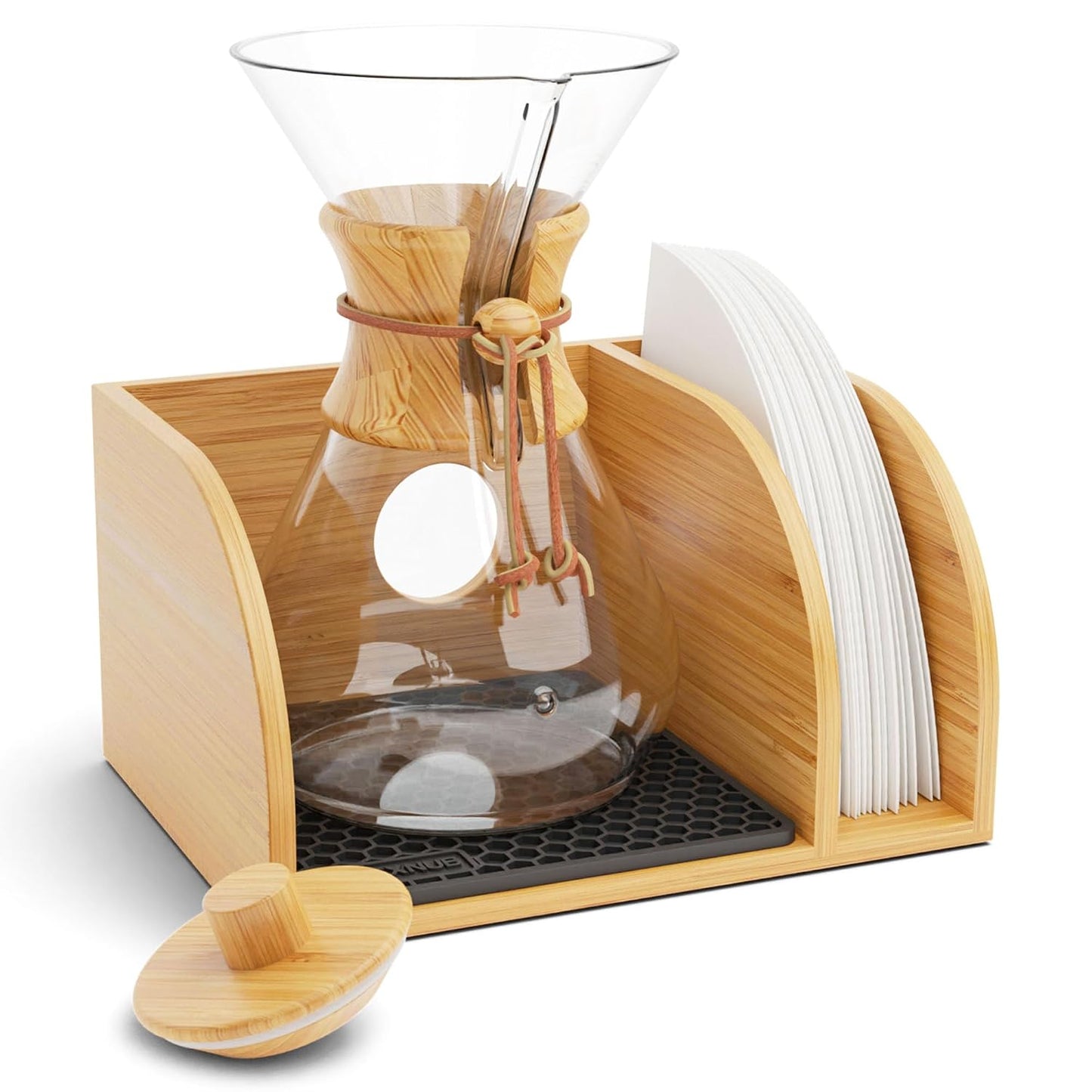 Pour Over Caddy with Lid for Chemex Bodum Cosori C... (Black-1)