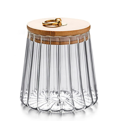 Glass Coffee Nuts Canister with Airtight Bamboo Lid 23 FL OZ Small Conical