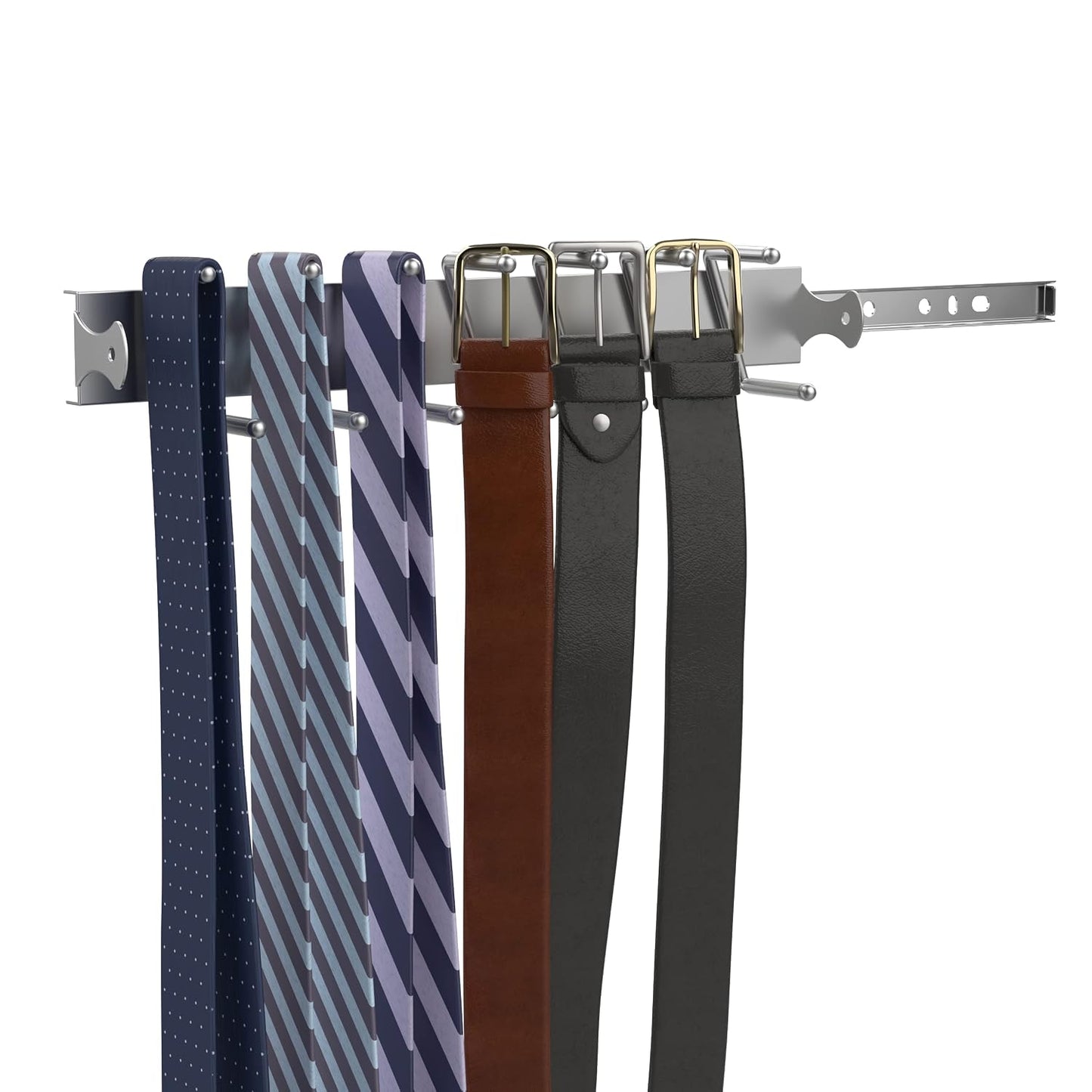ClosetMaid SuiteSymphony Tie, Belt or Jewelry Rack, Sliding Slide Out Closet Organizer, 14 Hooks, Wall Mount or Add On Accessory, Satin Nickel
