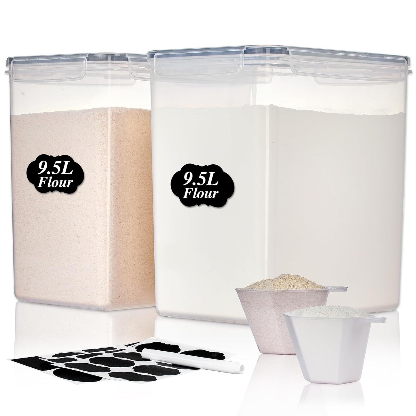 Vtopmart 9.5L Flour Sugar Storage Containers, 2 Pack, Each Fits 12.5 lb
