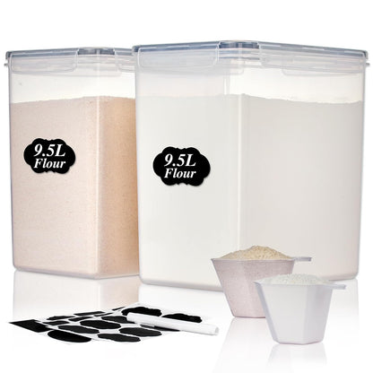 Vtopmart 9.5L Flour Sugar Storage Containers, 2 Pack, Each Fits 12.5 lb