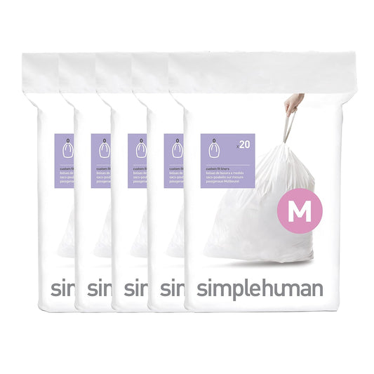 Code M 100 Count Custom Fit Liners, Drawstring Kit... (White | Plastic)