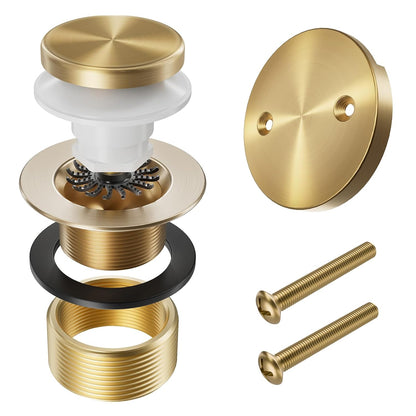 Champagne Bronze Bathtub Drain Kit with Overflow and Hair Catcher | Solid Brass Tip-Toe Tub Drain, with Two-Hole Overflow Cover, Universal Coarse/Fine Thread, for Bathroom Bath Tub, 11.5/16 UNC