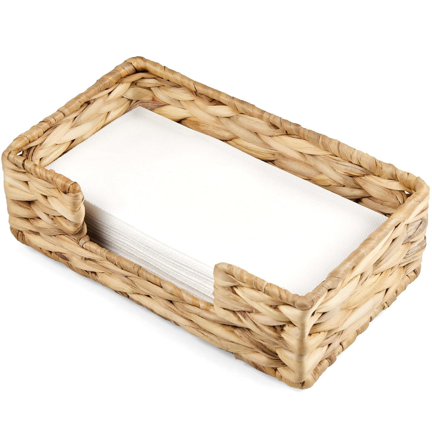 Napkin Holder for Bathroom, Woven Wicker Water Hyacinth Guest Towel Holder Tray, Disposable Paper Hand Towel Holder for Bathroom Accessories, Dinner Napkin Holder for Kitchen Table Party
