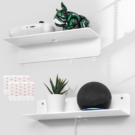 White Acrylic Floating Shelves Set of 2 - Damage F... (2 Count | Glossy White | Acrylic)