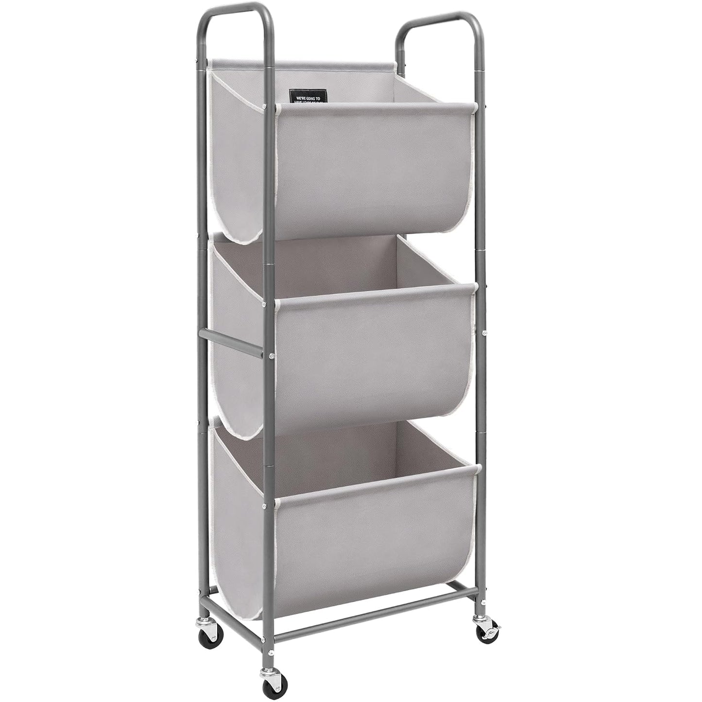 STORAGE MANIAC 120 Liters Vertical Rolling Laundry Hamper, 3 Section Laundry Sorter with Wheels and 2 Breaks, 3-tier Laundry Baskets for Small Space, Dorm, Laundry Room, Closet, Bathroom, Gray 3-tier