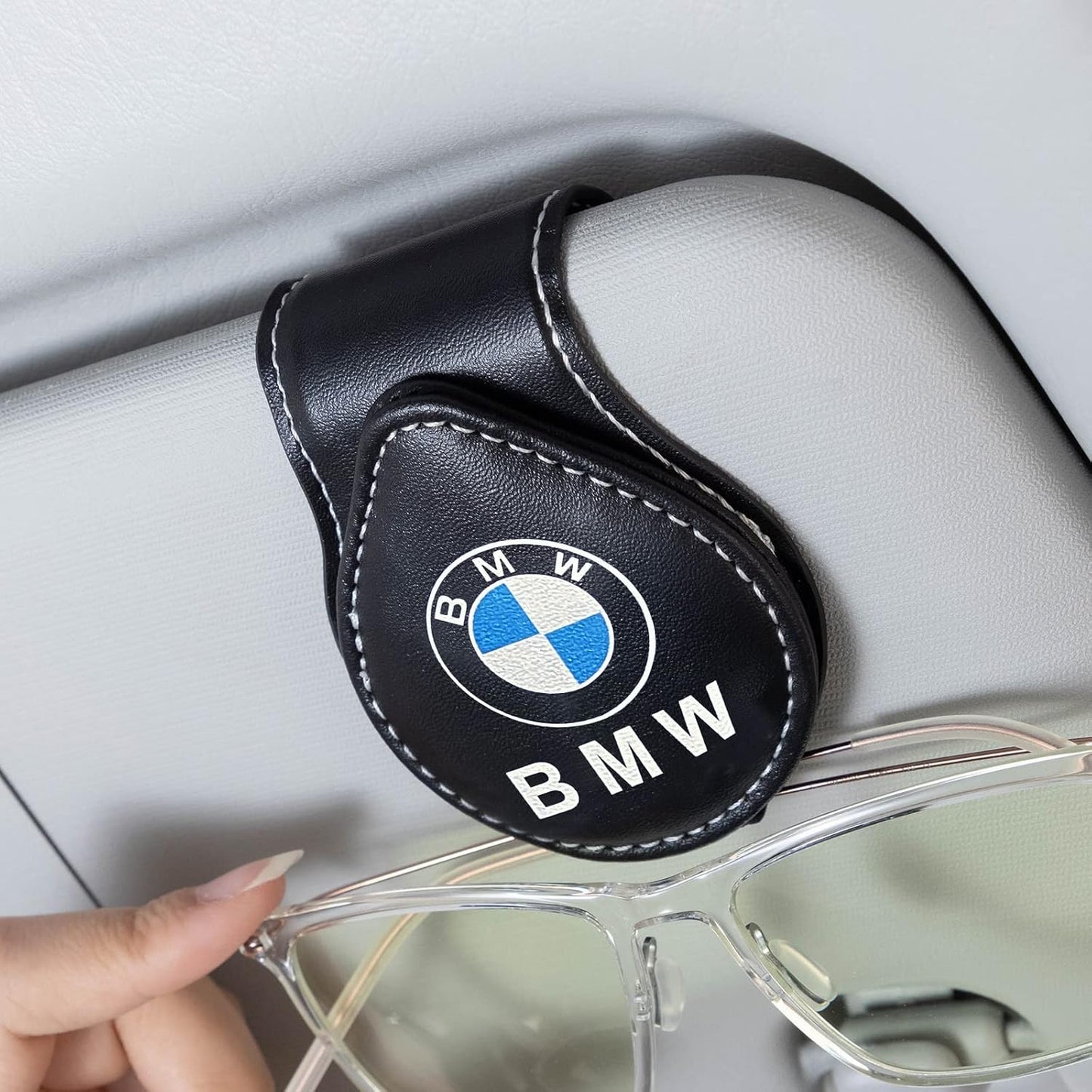 Car Sunglass Holder, Eyeglass Holder Fit BMW X1 X3 X7 X5 X6 1 3 5 6 Series Z4 7 M Series, Sunglass Hanger Mount for Car Sun Visor, Interior Accessories, Black