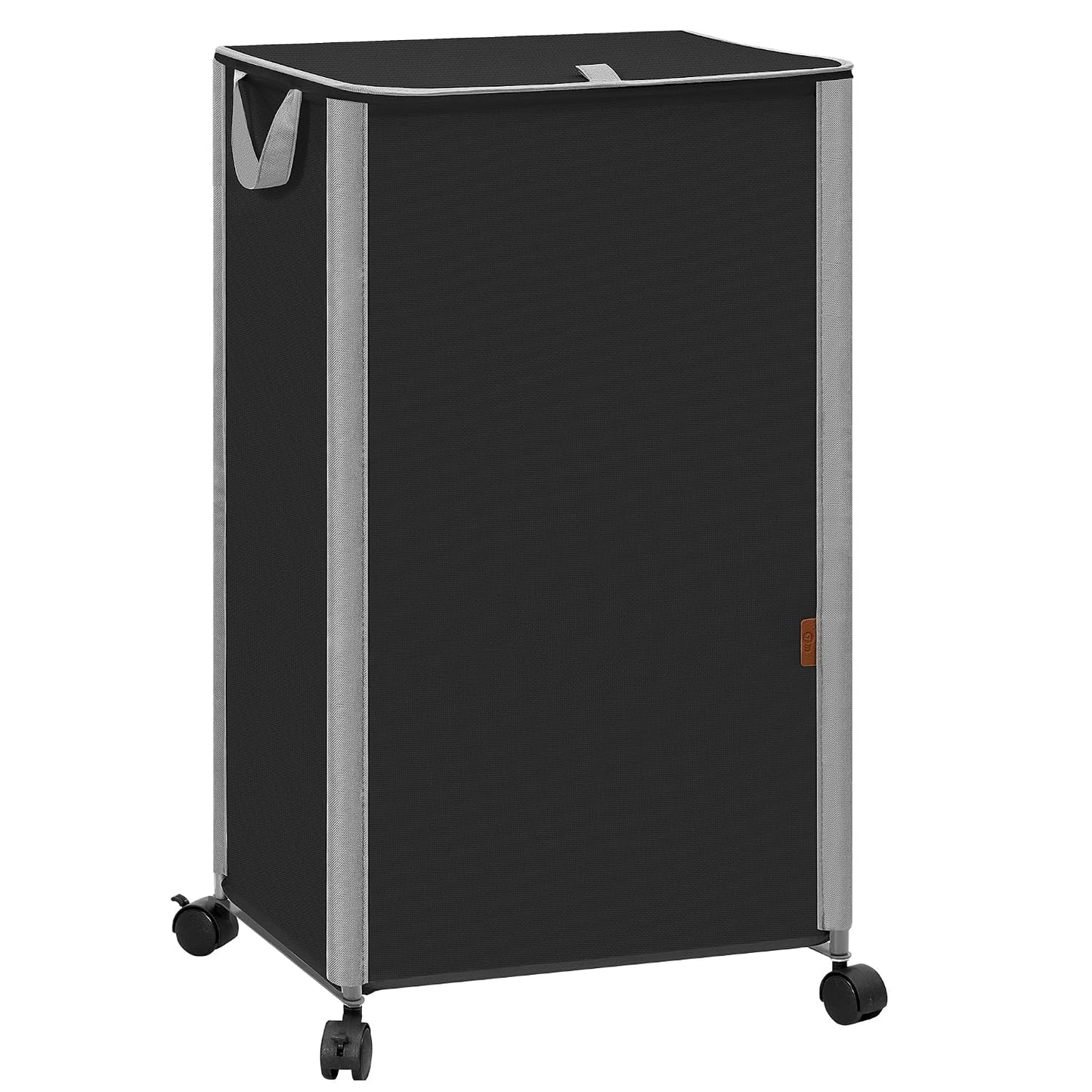 STORAGE MANIAC Rolling Laundry Hamper with Lid, 23.7 Gal (90 L) Large Tall Laundry Basket with Wheels & Handles, Aesthetic Dirty Clothes Hamper for Small Space, Dorm, Apartment, College, Black