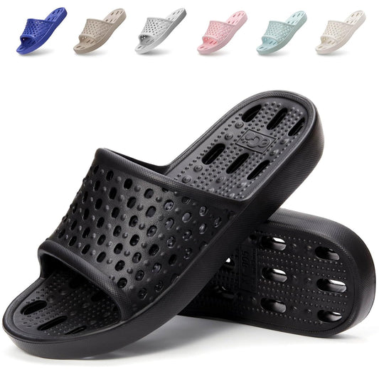 Xomiboe Shower Shoes For Men Women, Quick Dry Shower Slippers for Bathroom | Non Slip Lightweight EVA, With Drain Holes, Wide Fit For Gym Shower, College Dorm, Locker Room, Indoor, Pool