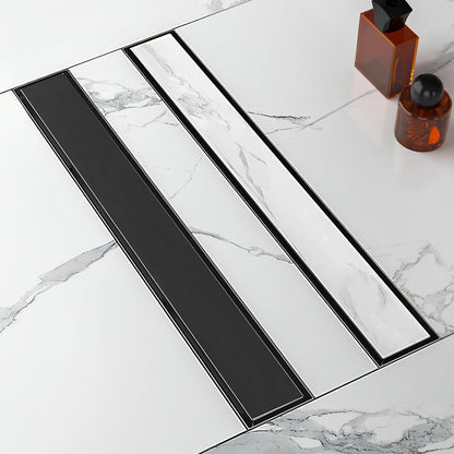 24 Inch Linear Shower Drain-Matte Black, with Tile Insert Grate | AISI 304 Stainless Steel Shower Drain, Rectangle Shower Floor Drain with Leveling Feet, Fits Bathroom & Balcony etc