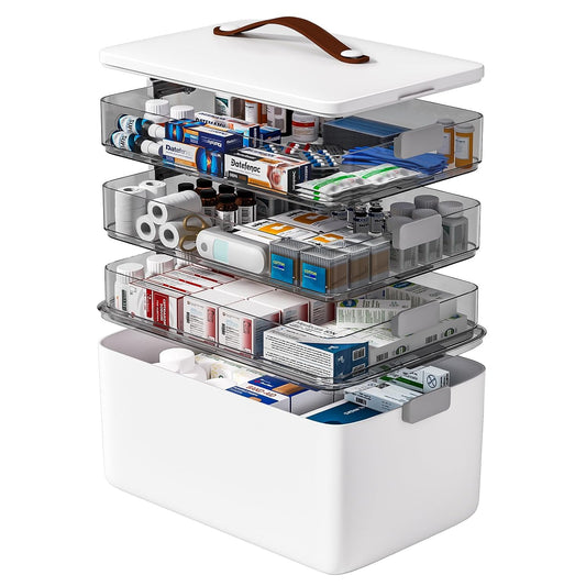 4- Tier Medicine Storage Box Organizer Portable Fi...