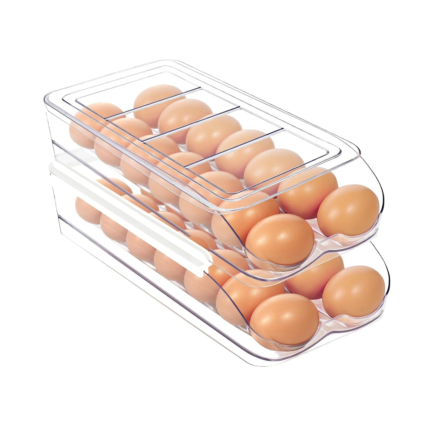 Egg Holder for Fridge, Automatic Rolling Egg Organ... (Clear | Plastic)