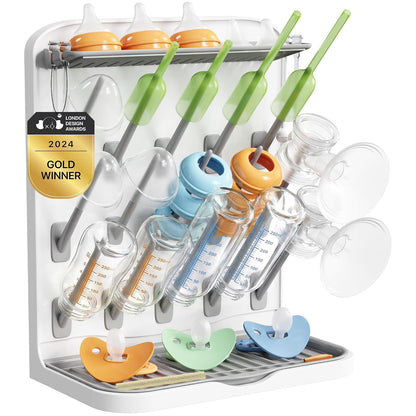 Lifewit 15-Hooks Baby Bottle Drying Rack for Countertop | Vertical Bottle Storage Organizer, Stand-Up Dryer Holder for Pacifiers, Pump Parts, Baby Stuff, Newborn Essentials Must Haves