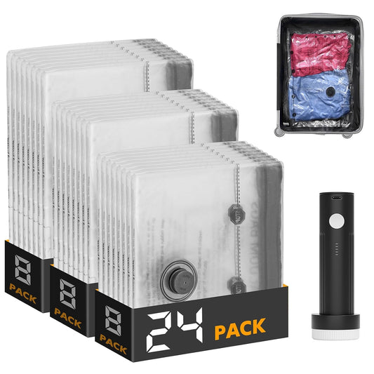 Travel Vacuum Bags for Luggage with Electric Pump,... (Clear)