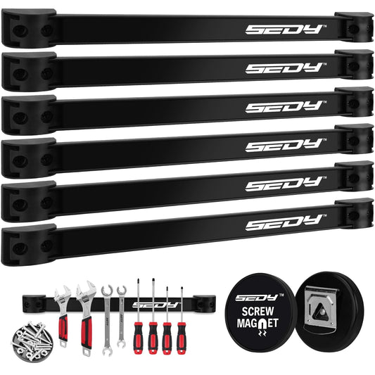 Magnetic Tool Holder Storage Organizer: 7-Piece Ga... (Black | Alloy Steel)