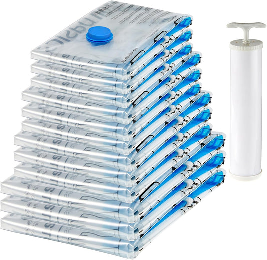 Vacuum Storage Bags with Hand Pump for Travel, Spa... (Clear)