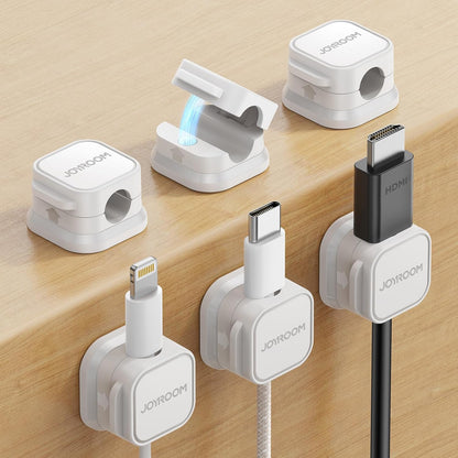 JOYROOM 6 Pack Magnetic Cable Clips, Cord Organizer Adhesive Wire Holder | Home Nightstand Office Desk Accessories, Car Wall Organization, Phone Charger Cord Holder Management, Cable Smooth Adjustable