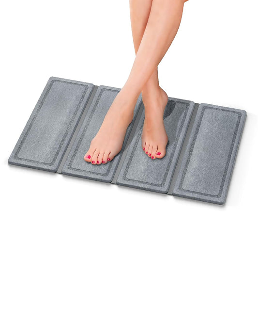 Foldable Diatomaceous Earth Bath Mat, Quick-Dry Stone Bathroom Mat, 60cm x39cm x0.9cm No Slip Absorbent Mat for Bathrooms, Households, and Kitchens