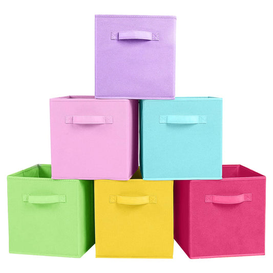 ShellKingdom Storage Bins, Foldable Fabric Storage Cubes And Cloth Storage | Storage Organizer For Closet And Toys, 10.5x10.5x11 INCH, 6 Pack (6 Colors)