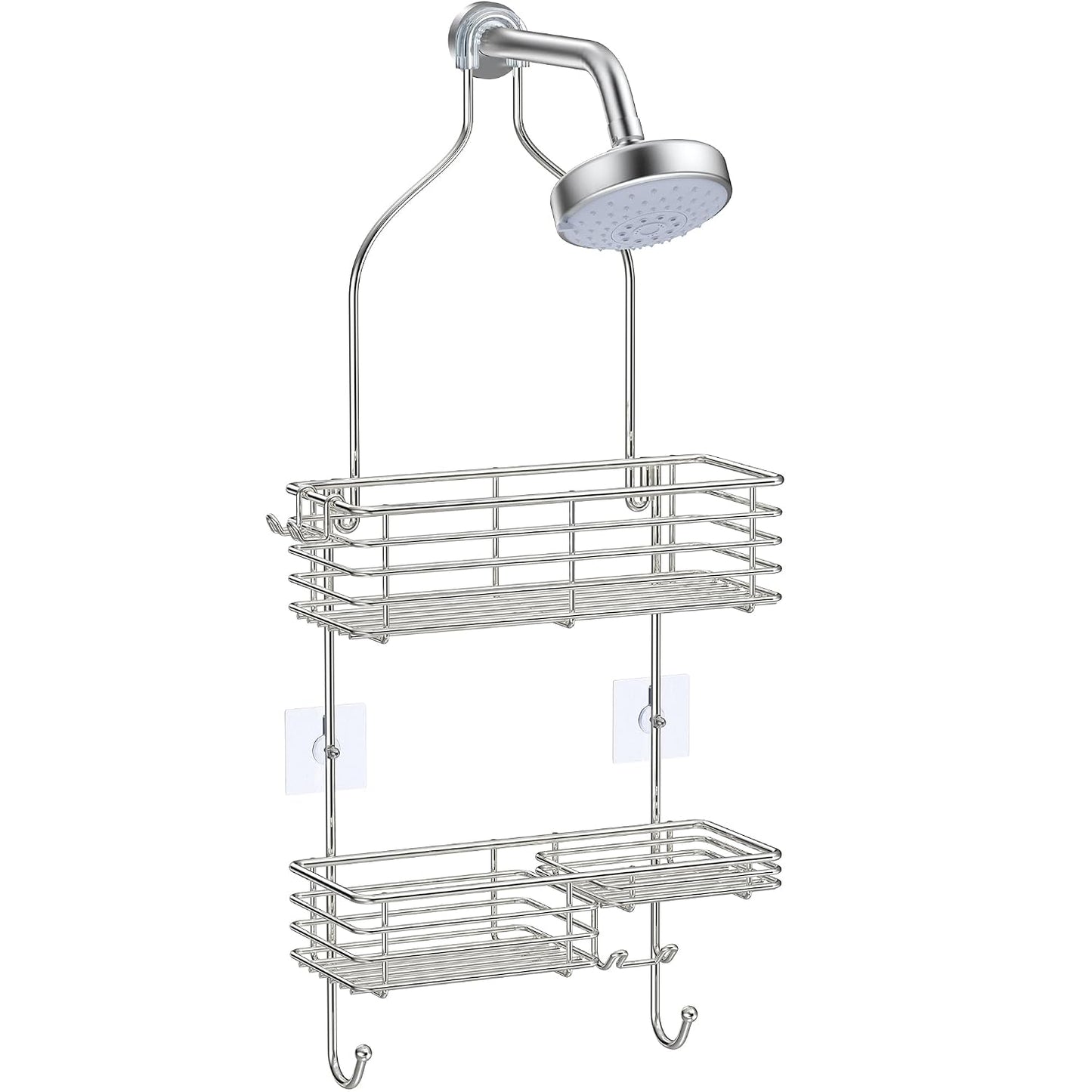 SMARTAKE Hanging Shower Head Caddy, Shower Shelf Organizer, Silver | SUS201 Rustproof Stainless Steel Over The Storage Rack, for Toilet, Bathroom