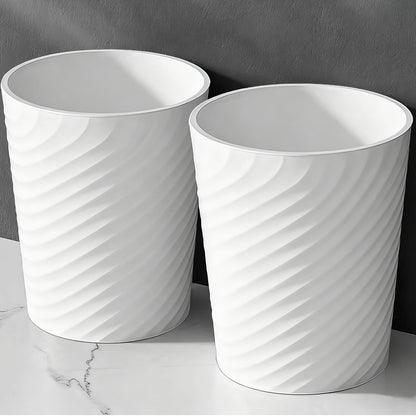 Bathroom Trash Can 1.8 Gallon Small Waste Basket Garbage Can for Dorm Kitchen Toilet Office Bedroom, 2 Pack White