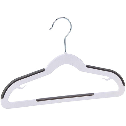 Amazon Basics Plastic Kids Clothes Hangers, Non-Slip, White and Black, 12.8" x 8" x 0.2", 30-Pack