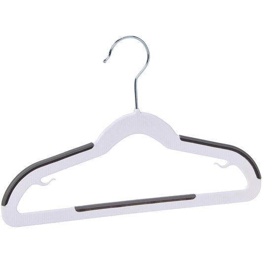 Amazon Basics Plastic Kids Clothes Hangers, Non-Slip, White and Black, 12.8" x 8" x 0.2", 30-Pack