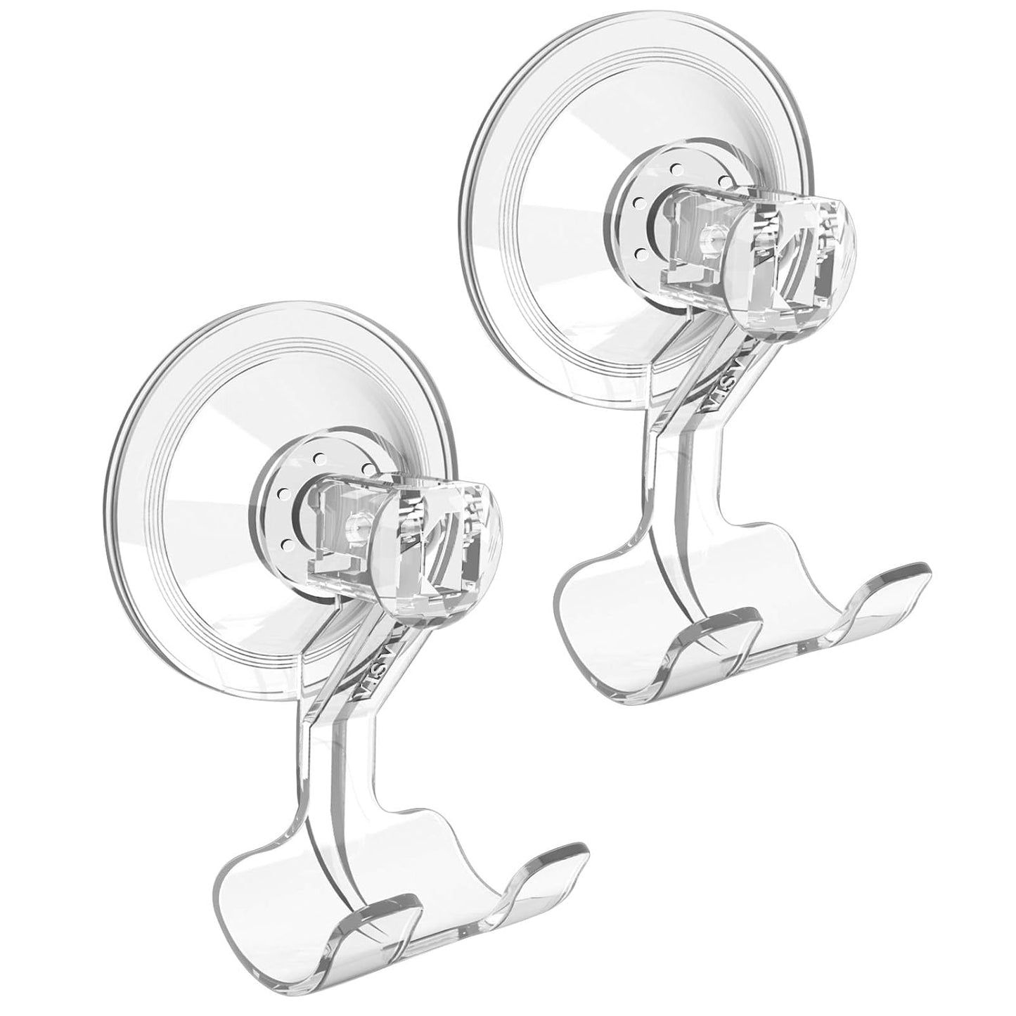 VIS'V Shower Suction Cup Razor Holder for His and Hers, Clear, 4 Pcs | Removable and Reusable, Clear Invisible Design, Locking Suction Technology, Dual Vacuum Suction, Fit for Smooth Flat Surfaces