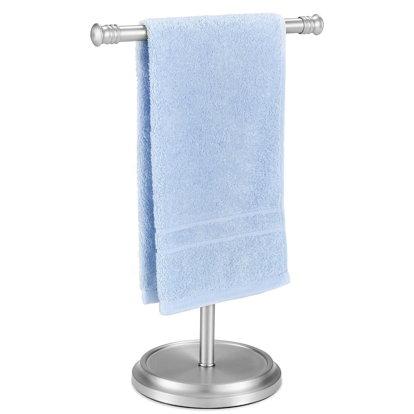 Hand Towel Holder Stand, Free Standing Towel Rack Stand with Stainless Steel Base, Rust-Proof Towel Bar for Bathroom Kitchen Countertop (Brushed Nickel)