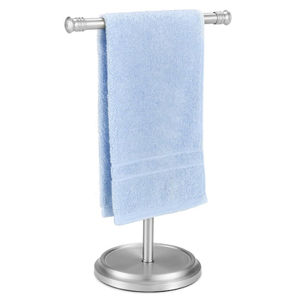Hand Towel Holder Stand, Free Standing Towel Rack Stand with Stainless Steel Base, Rust-Proof Towel Bar for Bathroom Kitchen Countertop (Brushed Nickel)