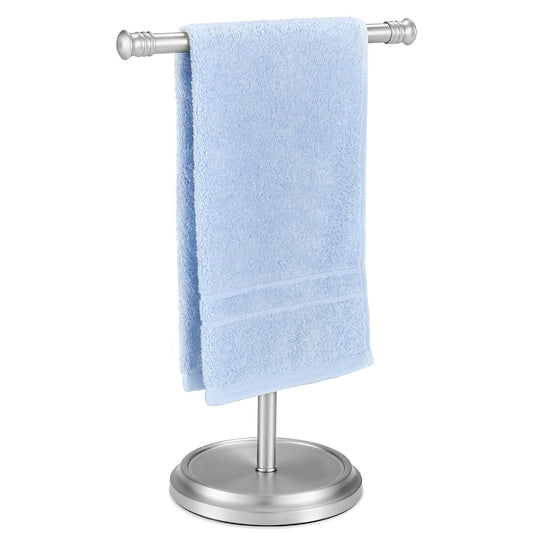 Hand Towel Holder Stand, Free Standing Towel Rack Stand with Stainless Steel Base, Rust-Proof Towel Bar for Bathroom Kitchen Countertop (Brushed Nickel)
