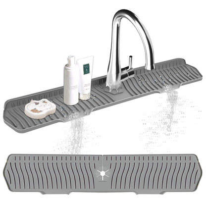 Kitchen Sink Splash Guard Gen2-30" x 6'' Silicone Sink Mat Splash Guard fit for Countertop, Bathroom,Farmhouse,RV by EBIGIC (Grey)