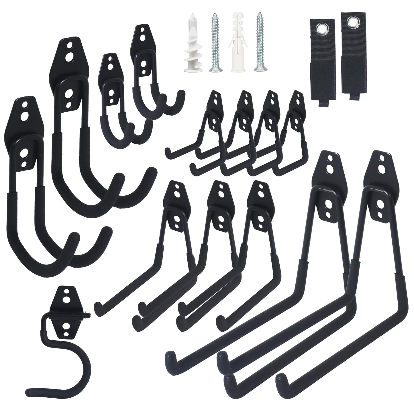 Moneek's Hardware 16 Pack Garage Storage Hook Anti-Slip Coating Heavy Duty Wall Mount Hooks for Hanging Bikes, Ladder, Garden Power Tools