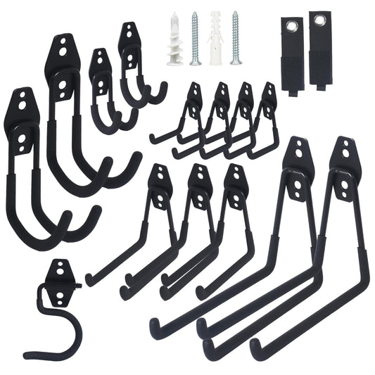 16 Pack Garage Storage Hook Anti-Slip Coating Heav... (Black | Steel)